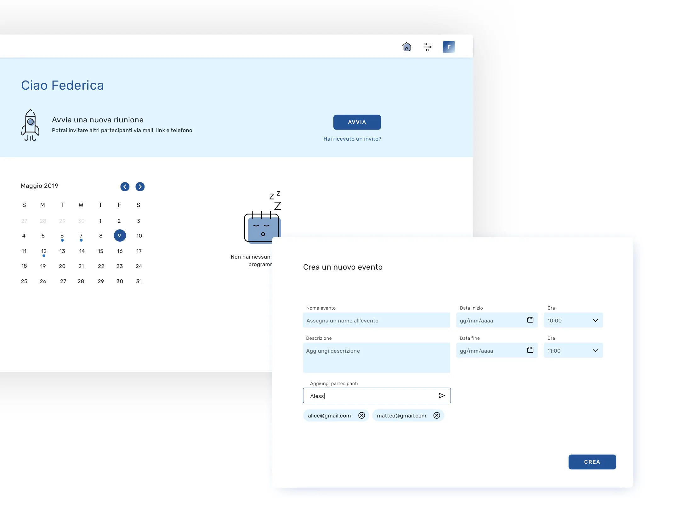 Dashboard and calendar redesigned in a redesign project