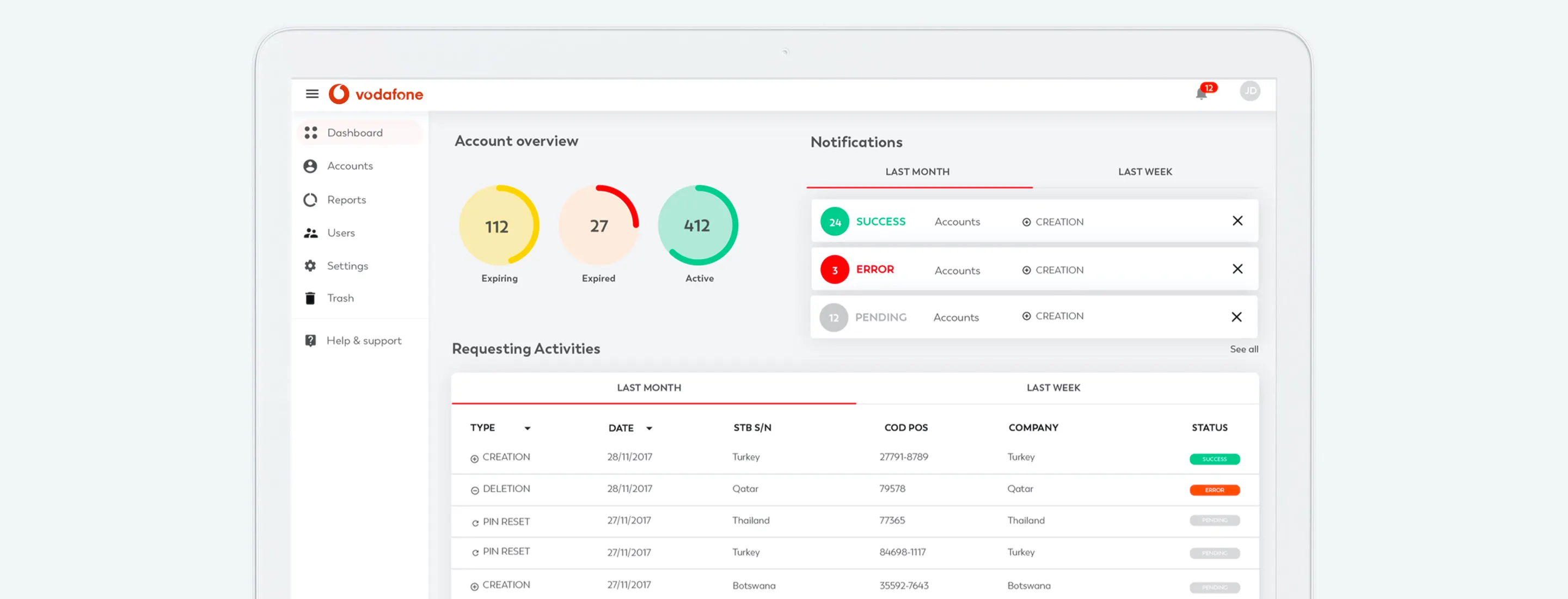 New web app interface after the redesign