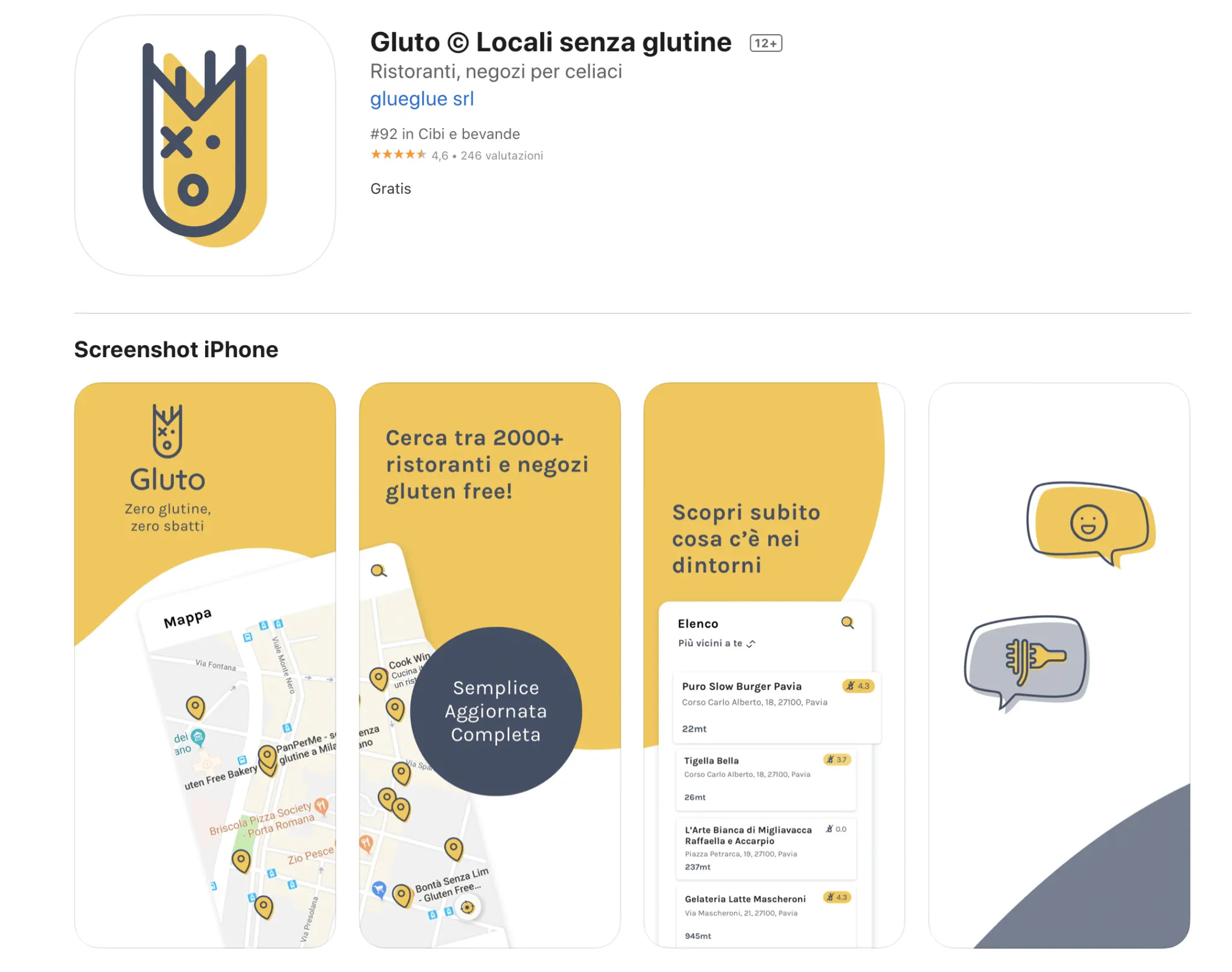 iOS screens of the Gluto app built with Flutter