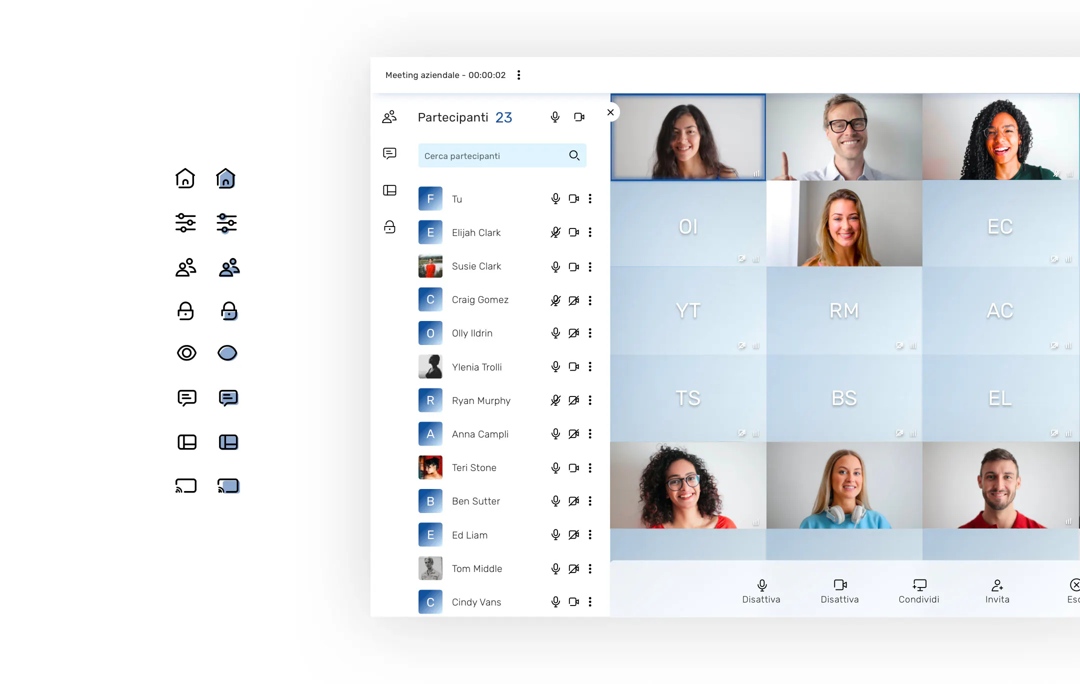 Consistent icon set designed for an app