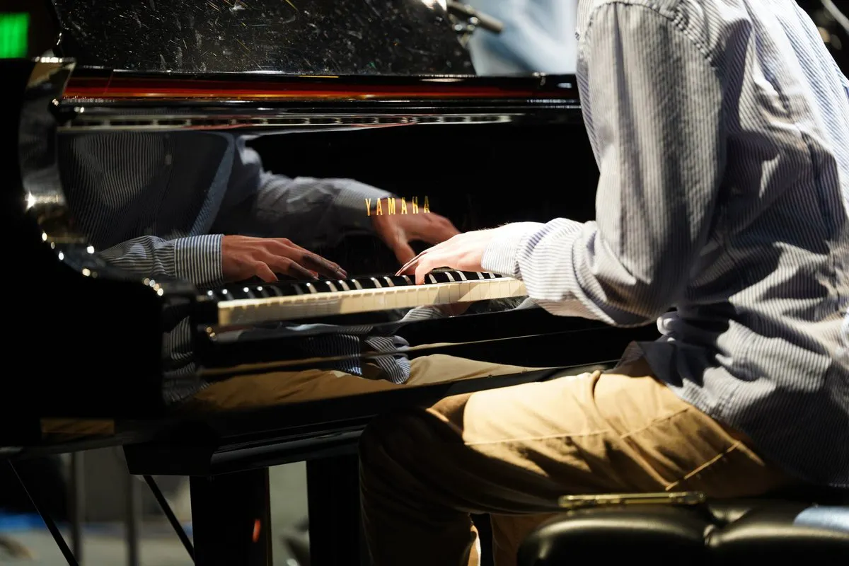 Closeup of a piano performer