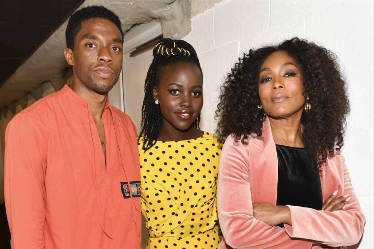 Chadwick Boseman, left, Lupita Nyong’o and Angela Bassett at a “Black Panther” screening and Q&A at the Hammer Museum in 2018.(Rodin Eckenroth/Getty Images)