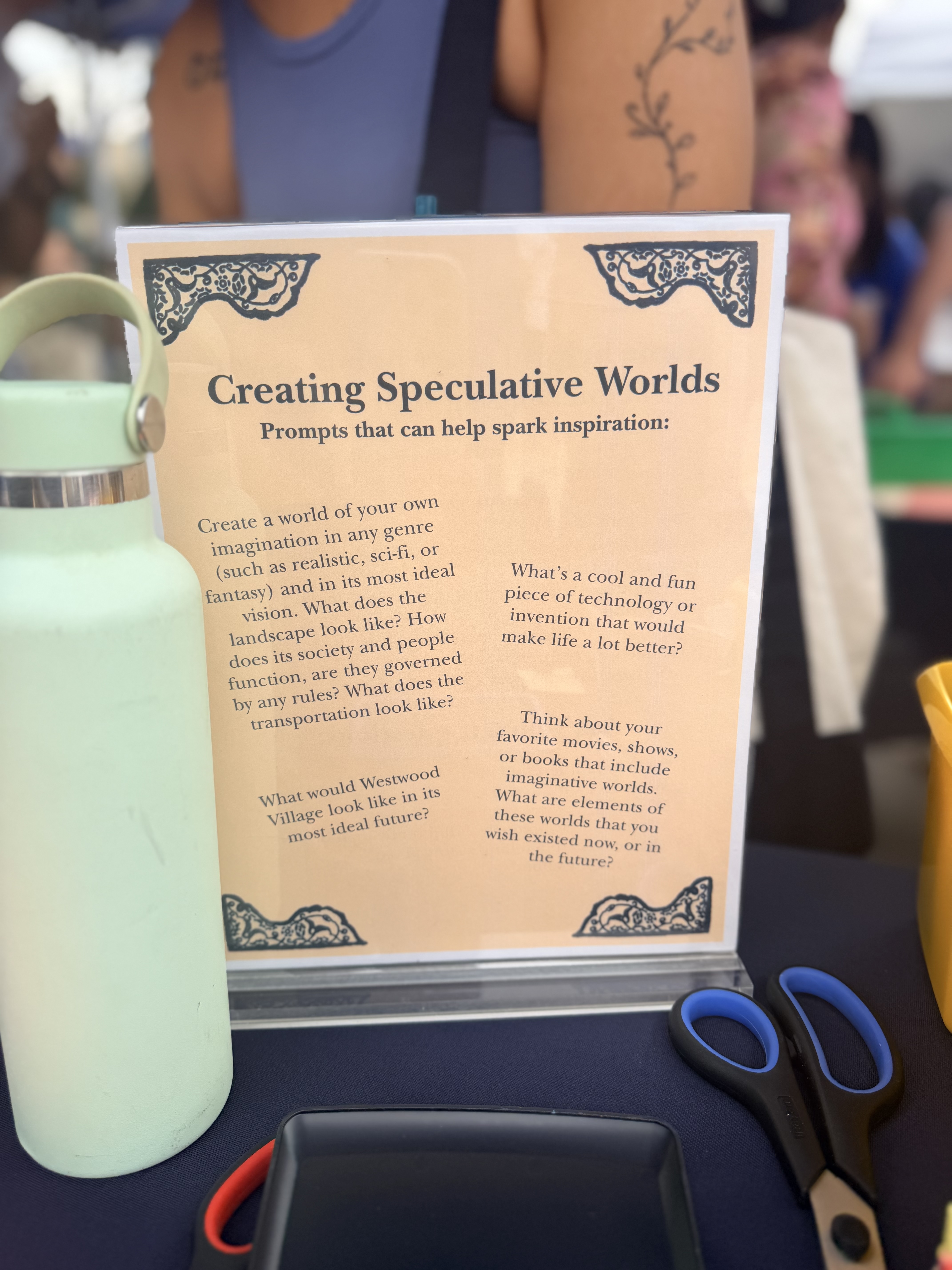 Sign with detailed prompts and instructions on how to create a personal speculative landscape