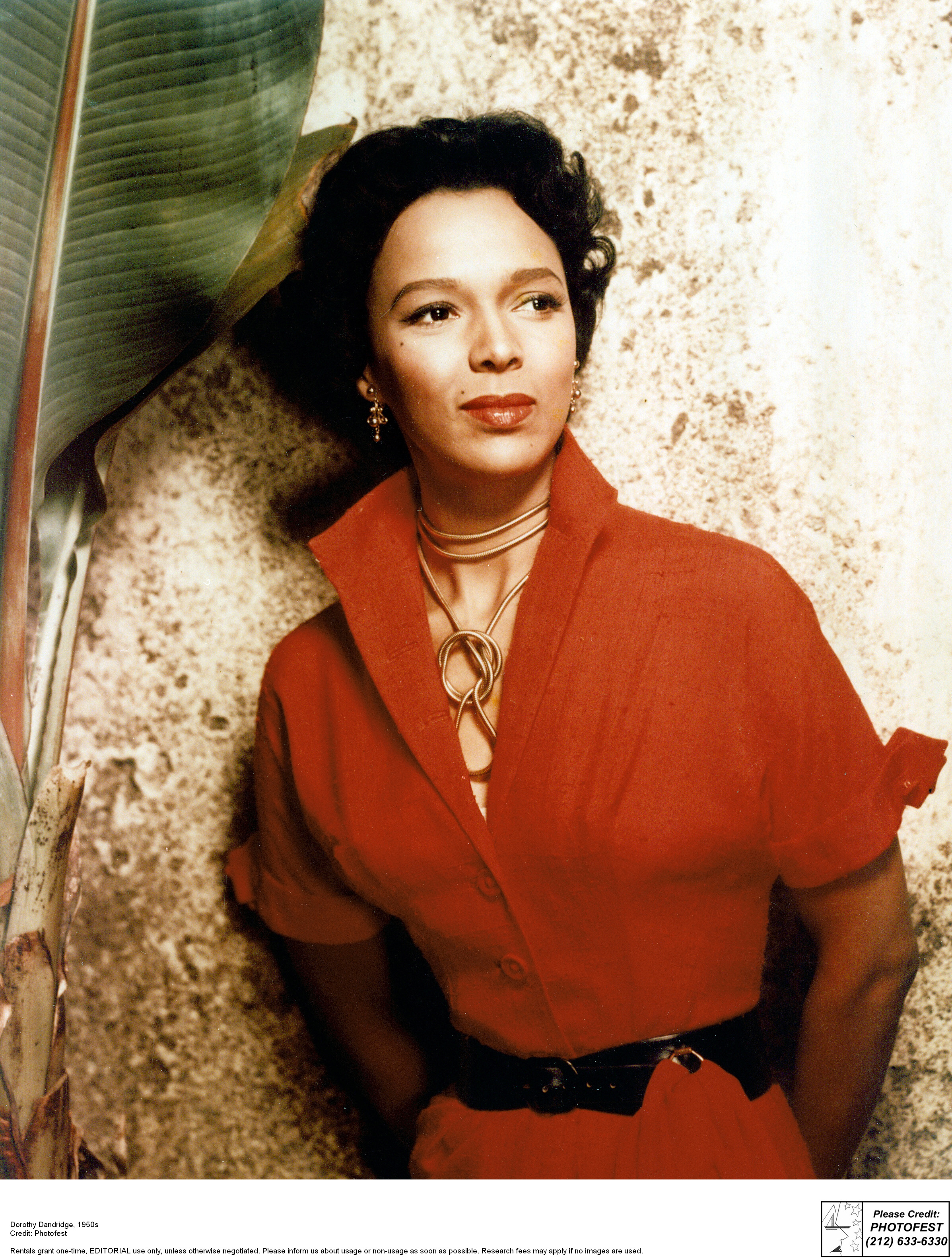 Actress Dorothy Dandridge in a red outfit