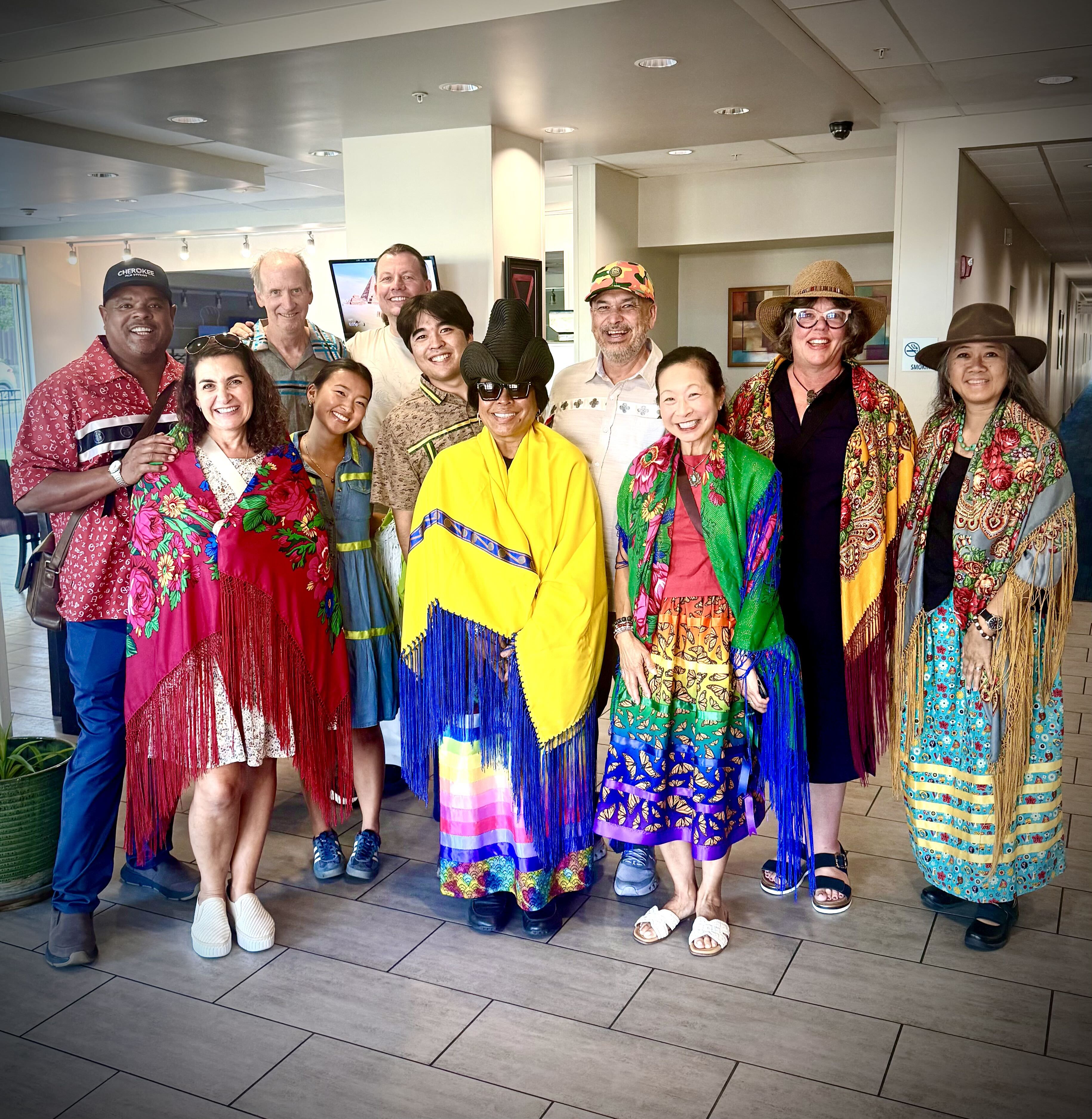 A group of people in vibrant clothing