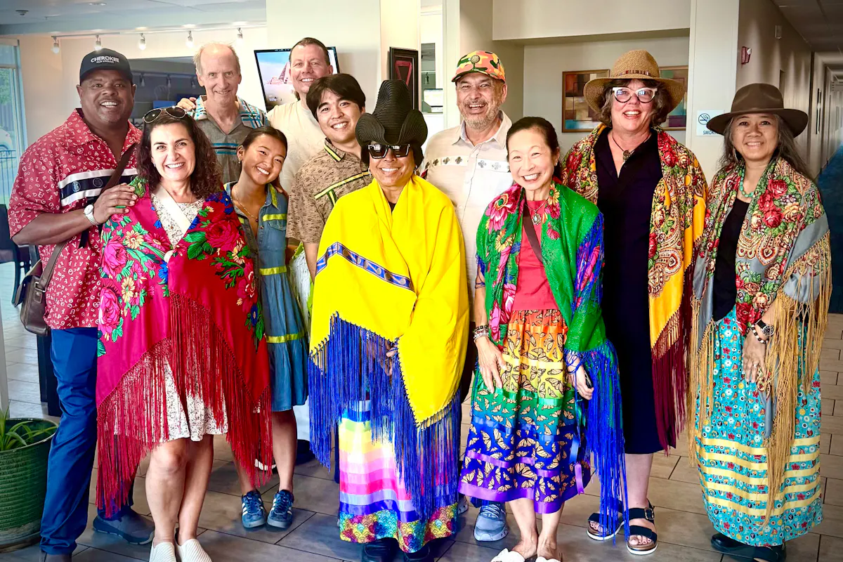 A group of people in vibrant clothing