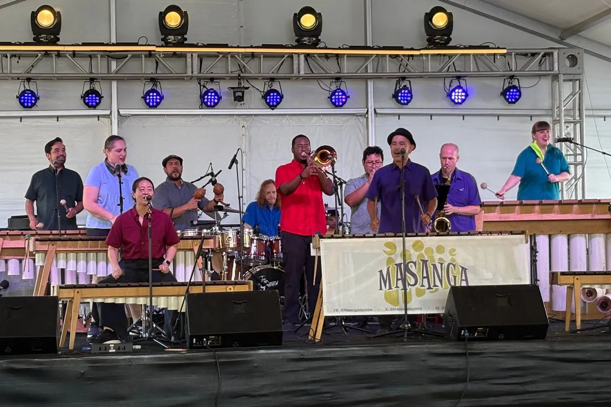 A group of marimba players perform