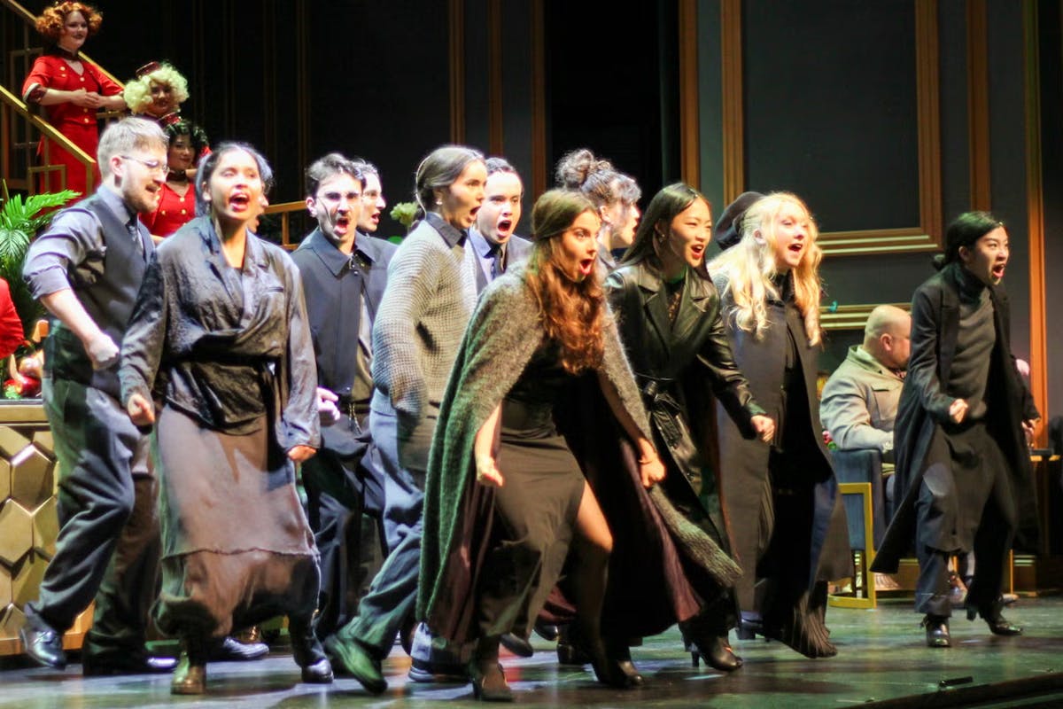 Opera chorus singing on stage