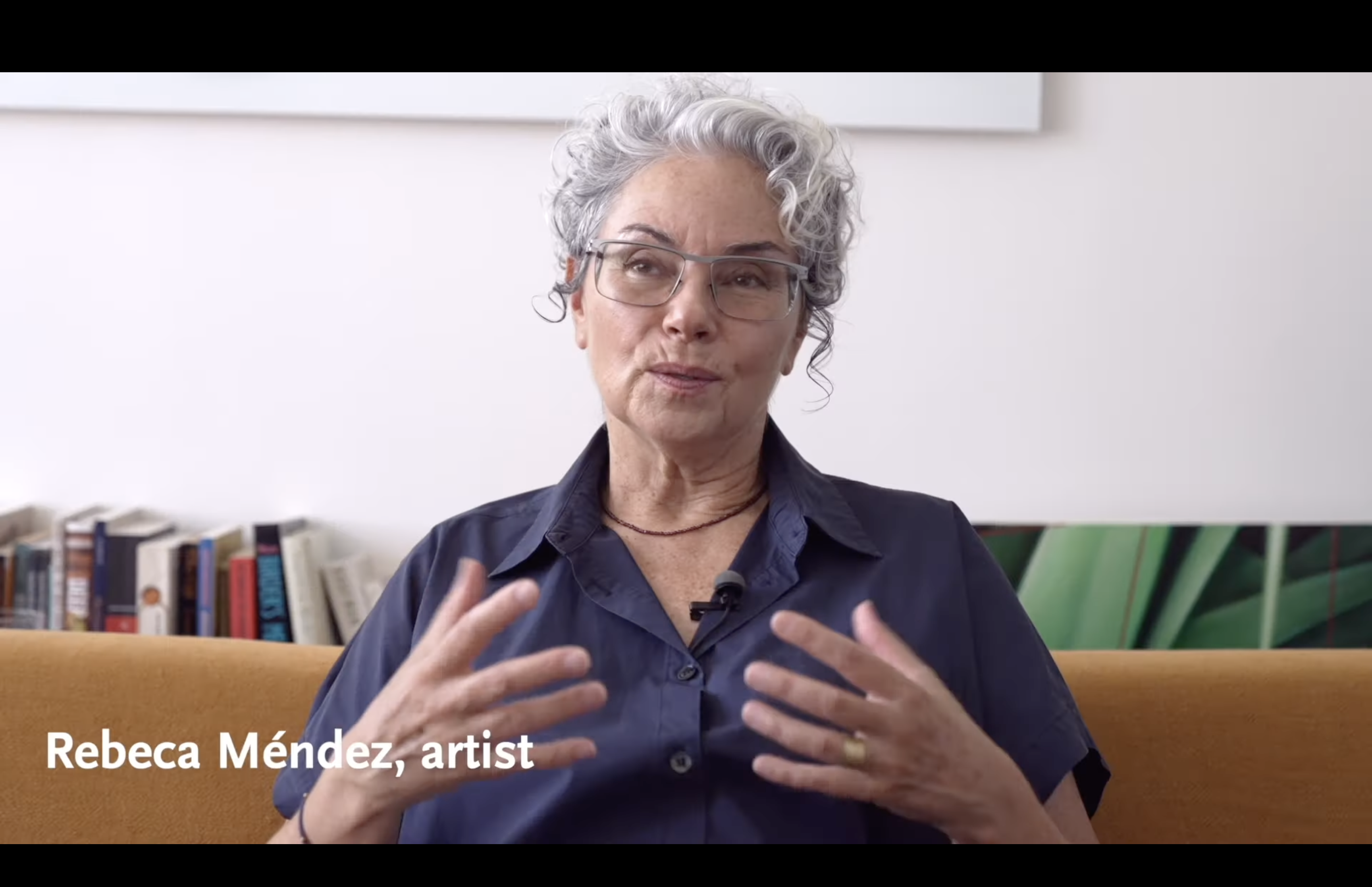 Rebecca Mendez talks about her PST Art project. Screen shot from video