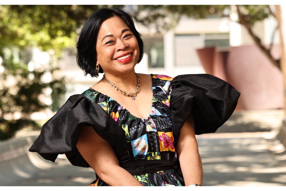 Portrait of Celine Parrenas Shimizu on campus at UCLA