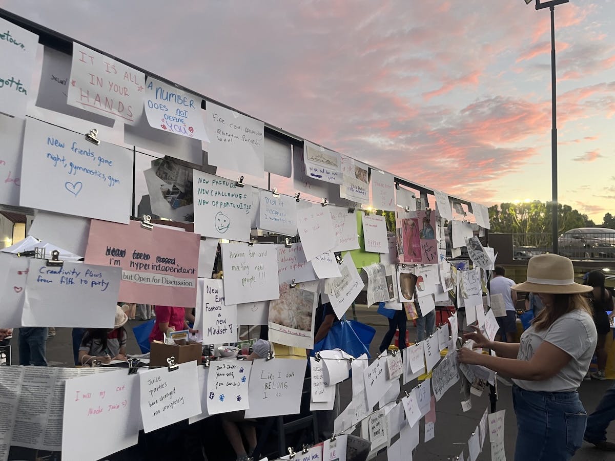A display of creative 6-word stories written by UCLA students