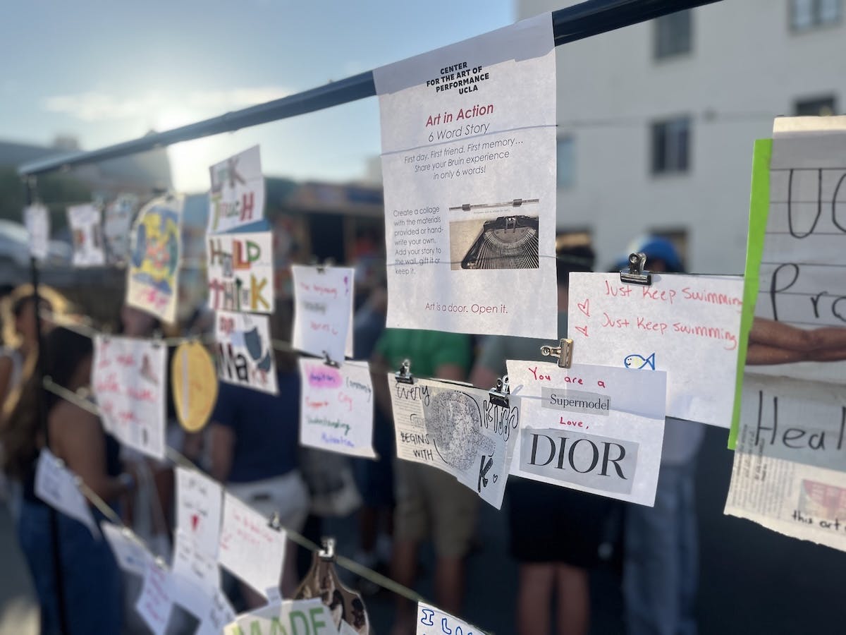 display of creative six-word stories written by UCLA students
