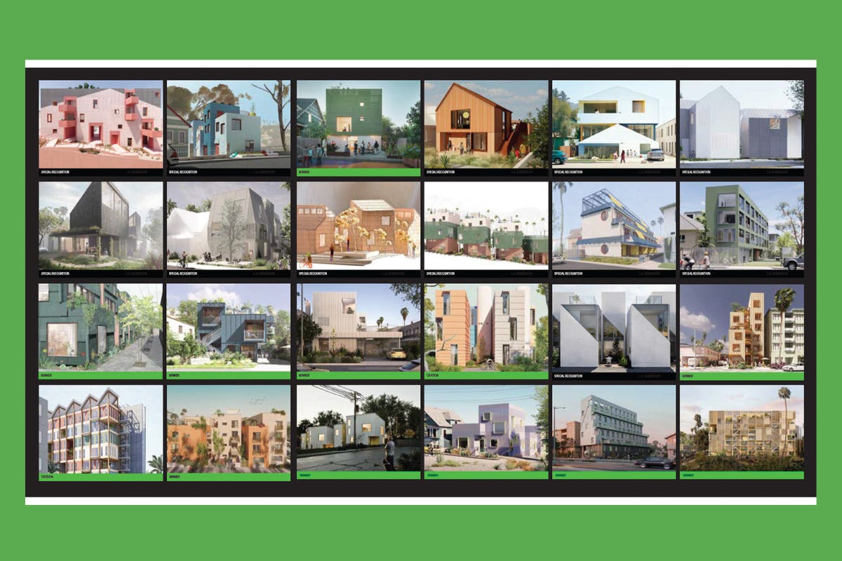 collage of 24 different buildings and homes in los angeles