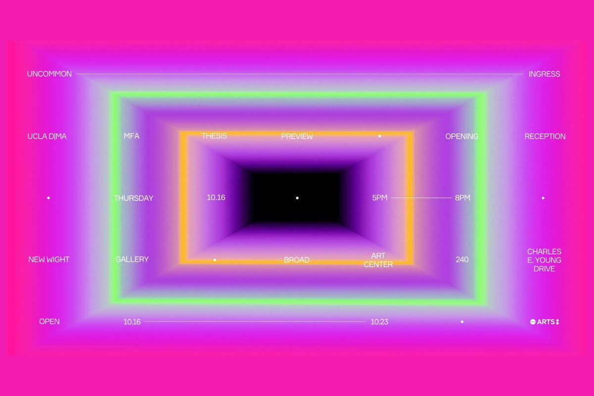 A series of glowing rectangles in neon colors are nested inside each other