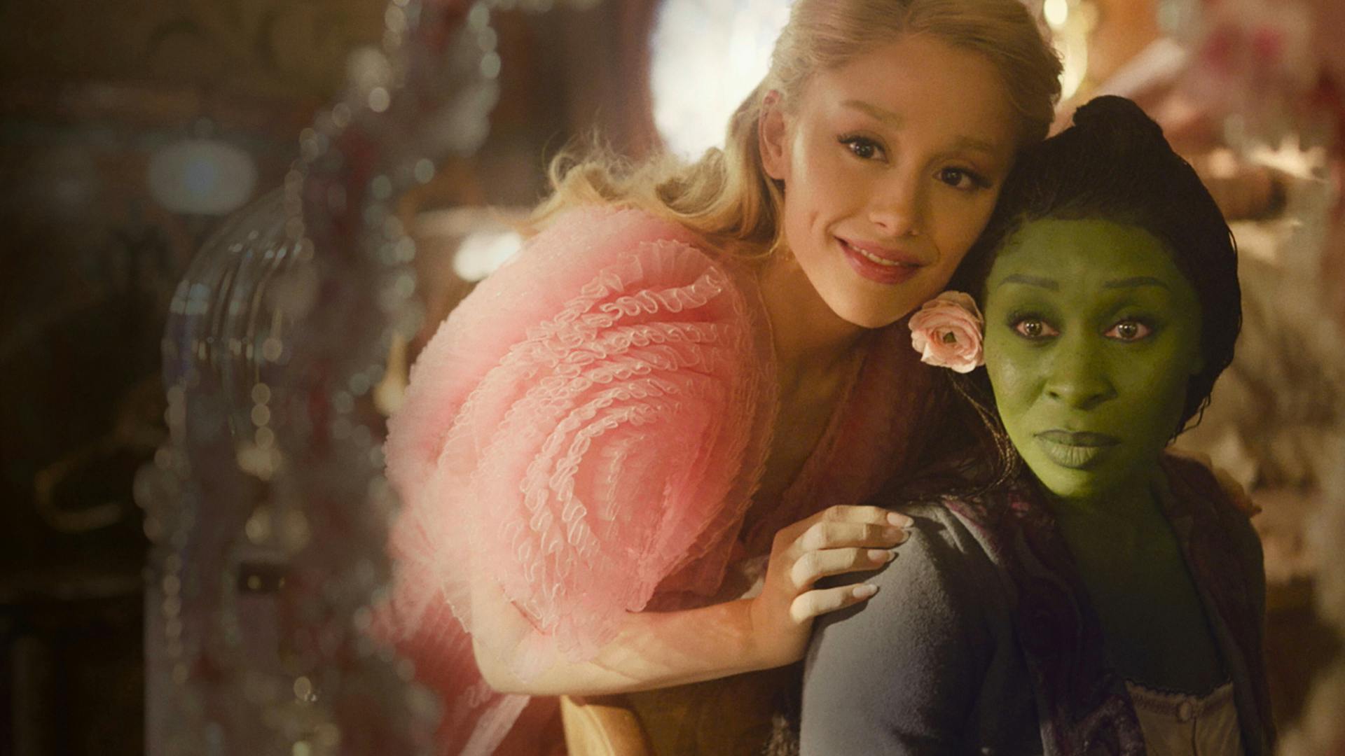 Ariana Grande and Cynthia Erivo in a scene from Wicked