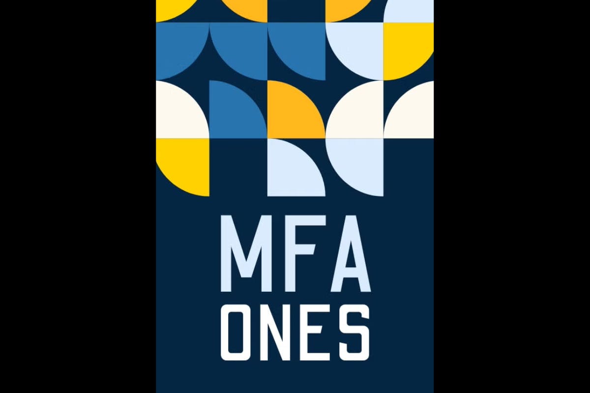 Geometric shapes on a poster with the title "MFA Ones"