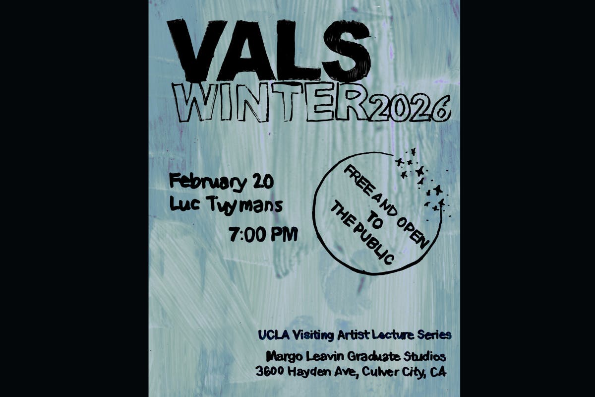 Informational poster with details for a talk by artist Luc Tuymans