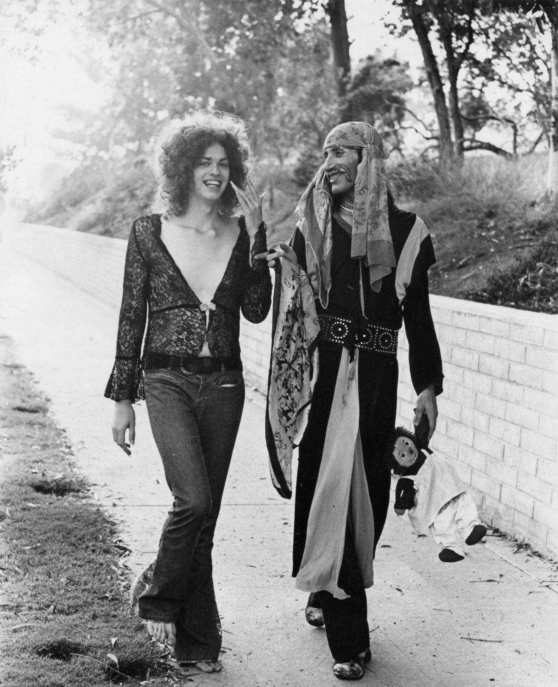 woman and man walking