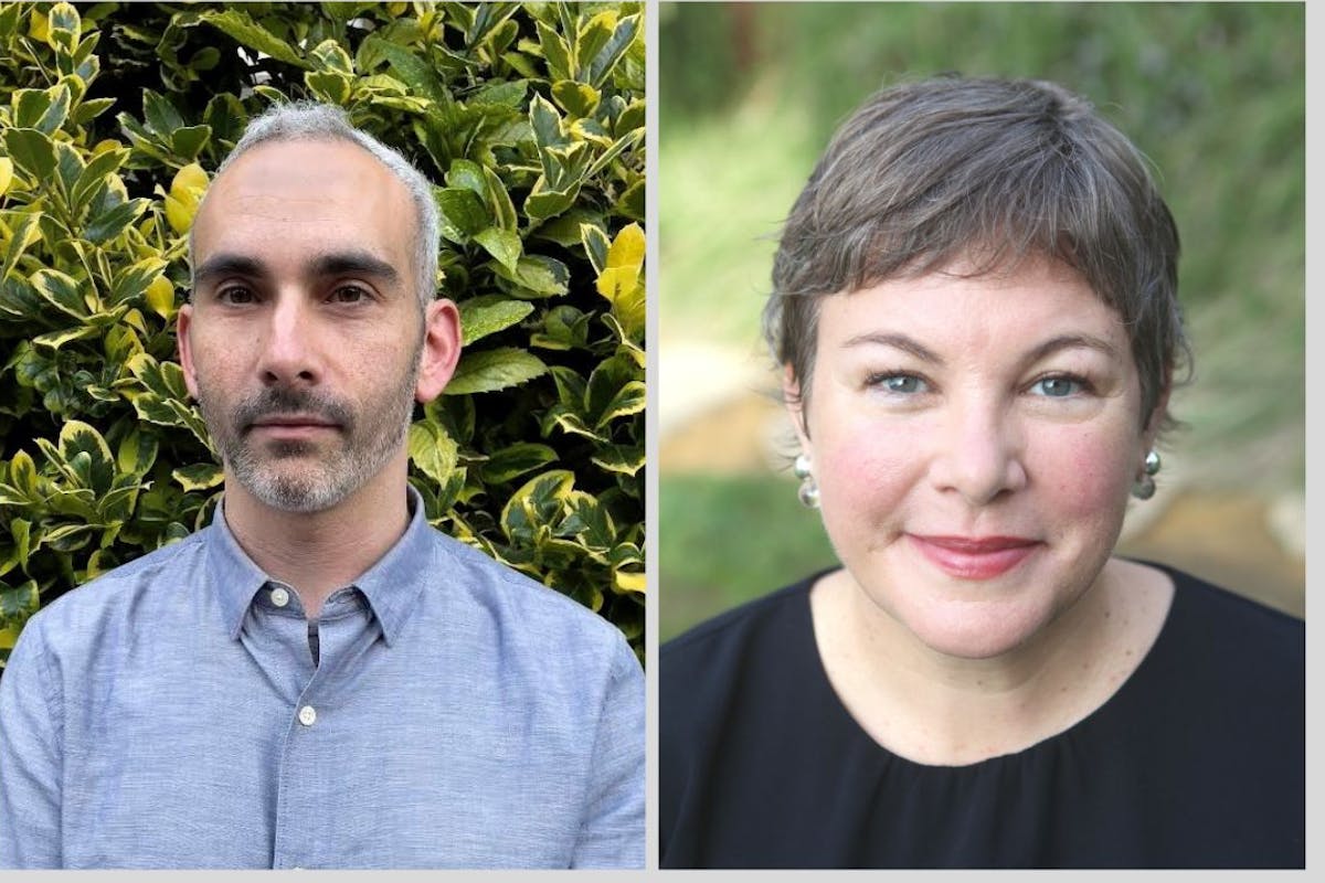 A portrait of Michael Wellen on the left and Regen Pro on the right. They are both looking directly at the camera