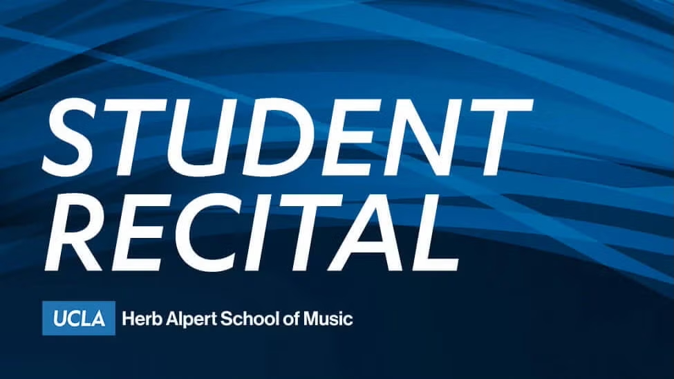 Graphic with white text on a blue background. The text says "Student Recital"