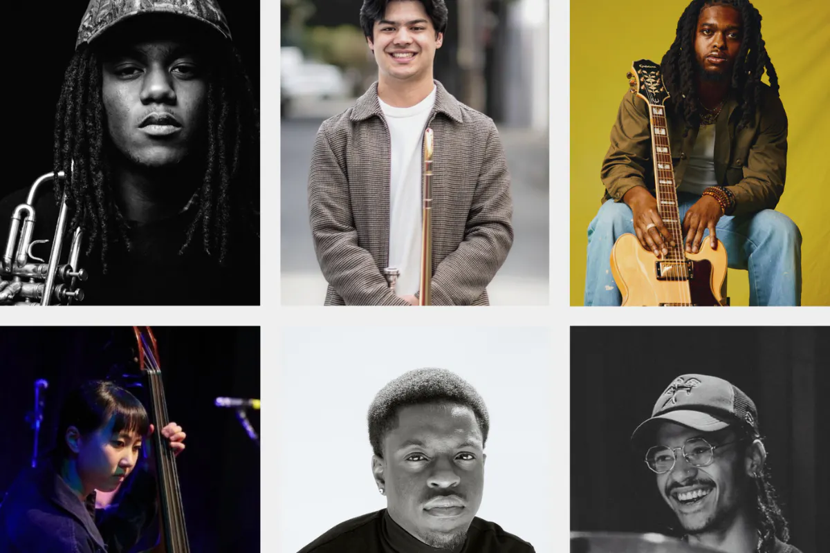 collage of six student musicians