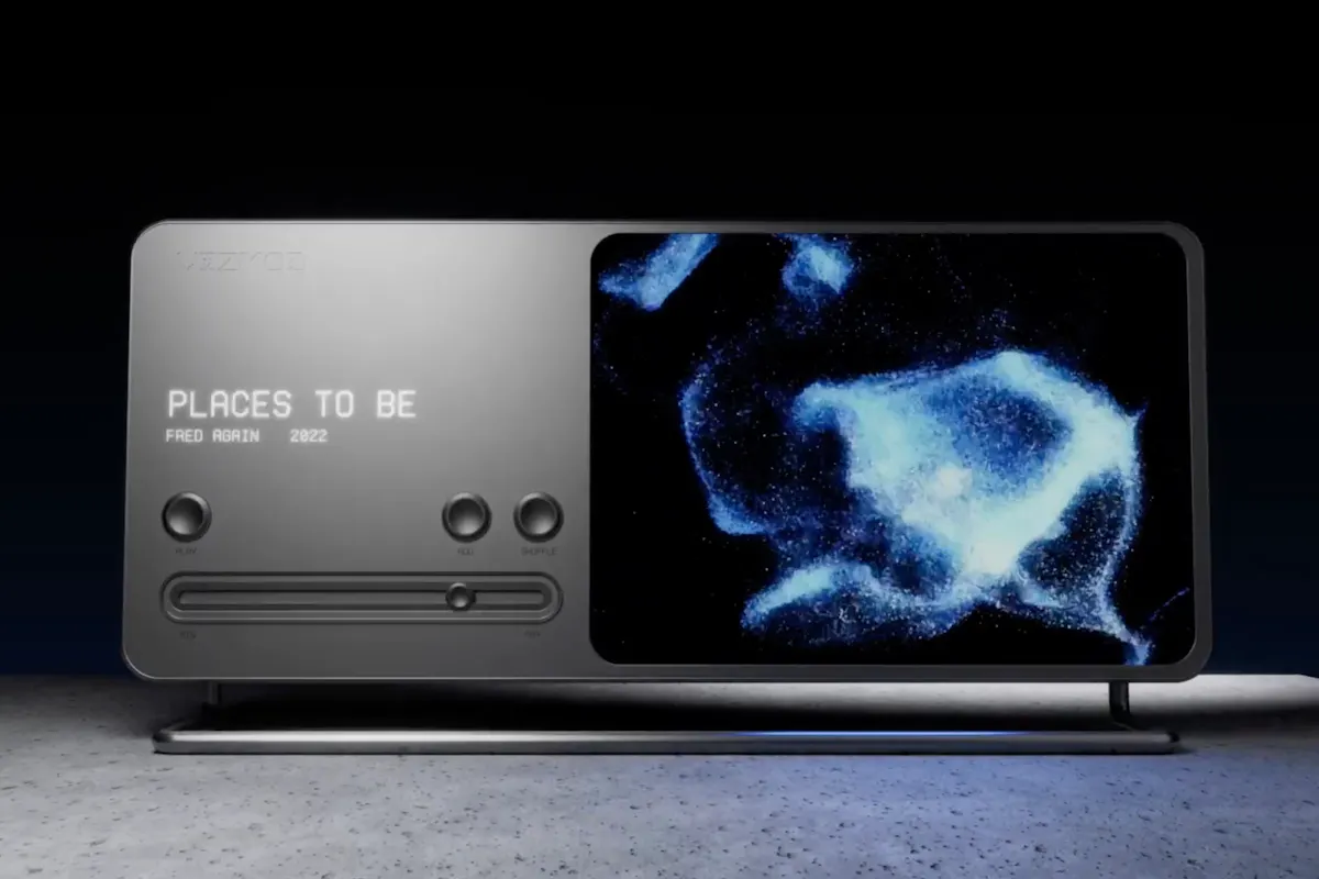 Black screen with an image of a portable device