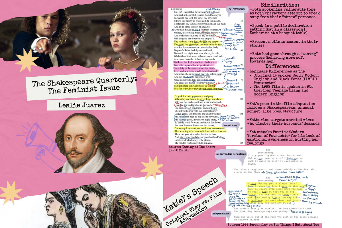 Colorful pink pages, with images and text