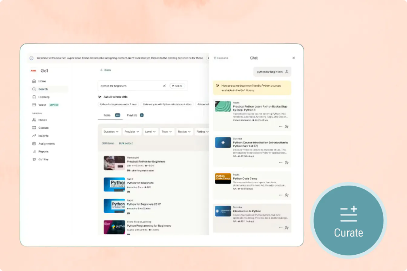 Go1 AI Assistant for Discovery & Curation