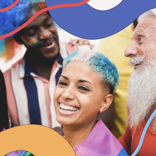 A group of LGBTIQ+ people celebrating