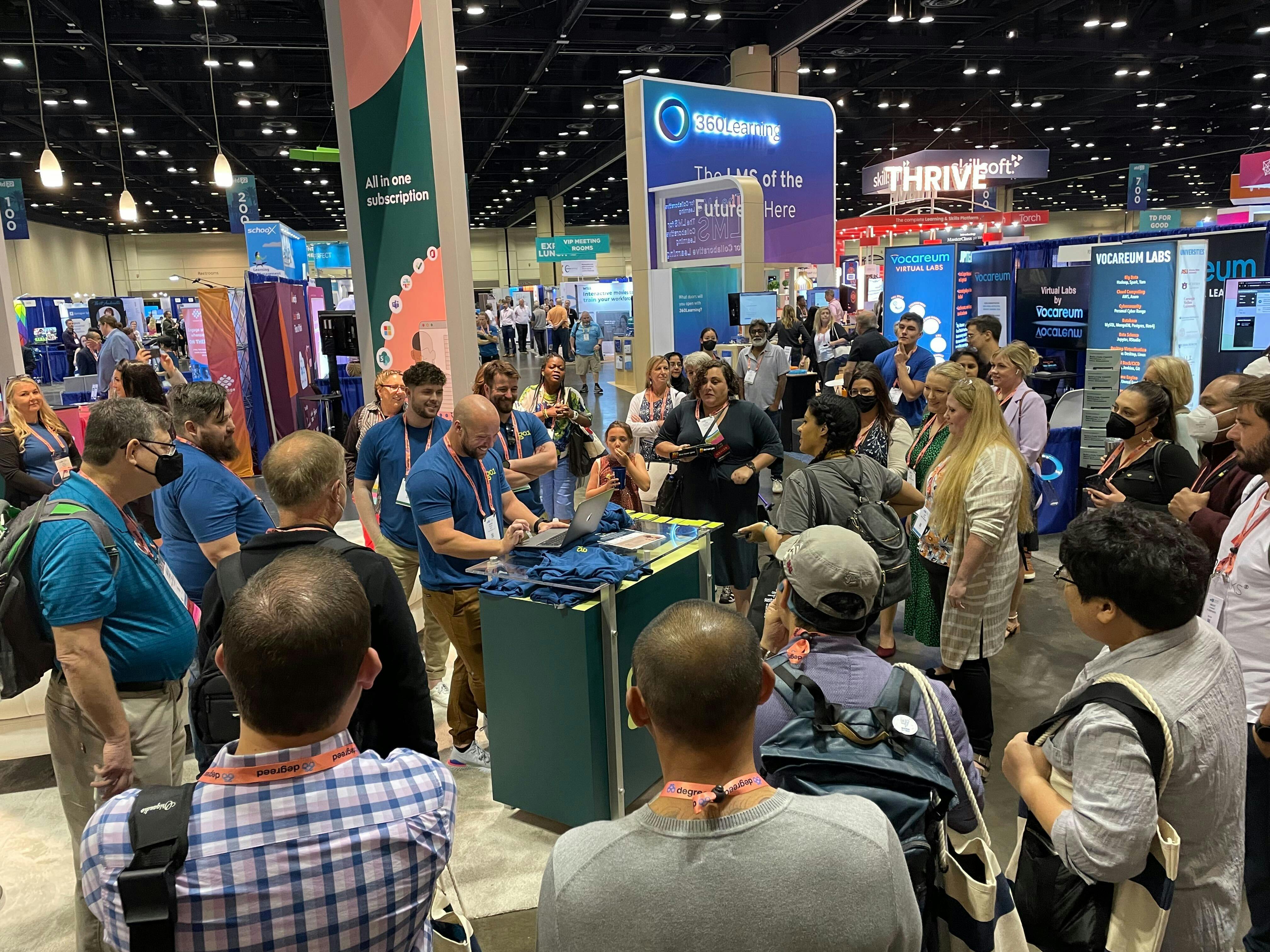 A packed Go1 booth during the announcement of our iPad giveaway winner