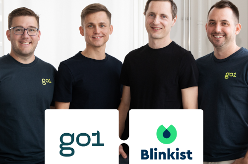 Go1 and Blinkist CEOs + company logos