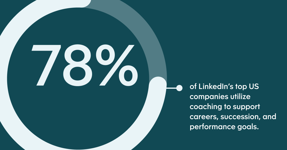 Pull quote with the text: 78% of LinkedIn's top US companies utilize coaching to support careers, succession, and performance goals.