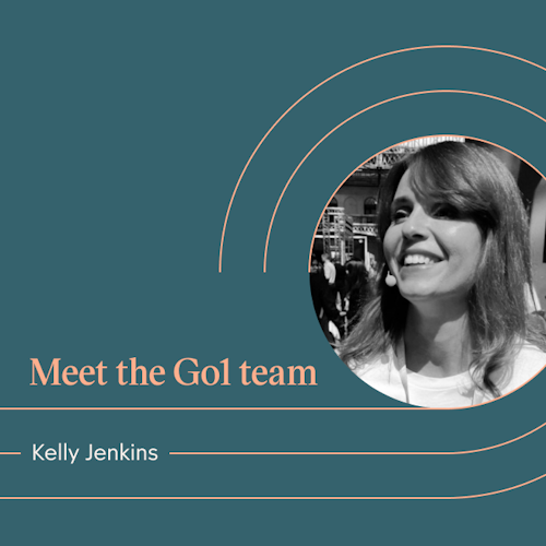 Go1 meet the team with a photo of Kelly Jenkins