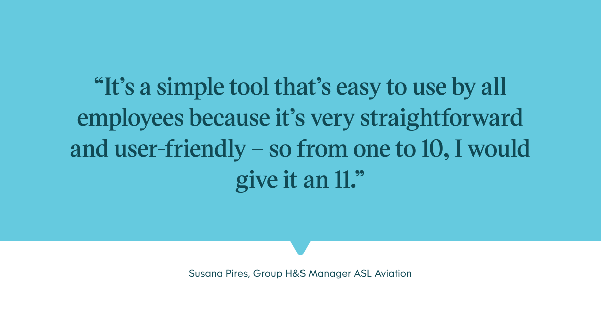 Pull quote with the text: It's a simple tool that's easy to use by all employees because it's very straightforward and user-friendly - so from one to 10, I would give it an 11