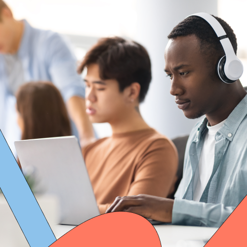 People sitting at desk, working