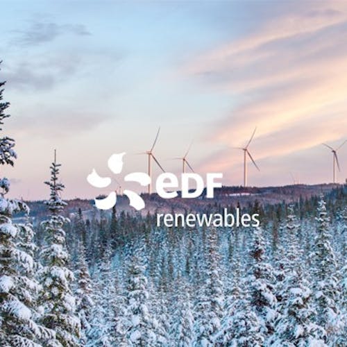 EDF logo on snowy landscape backdrop