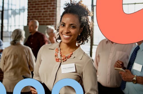 Woman smiling at an event