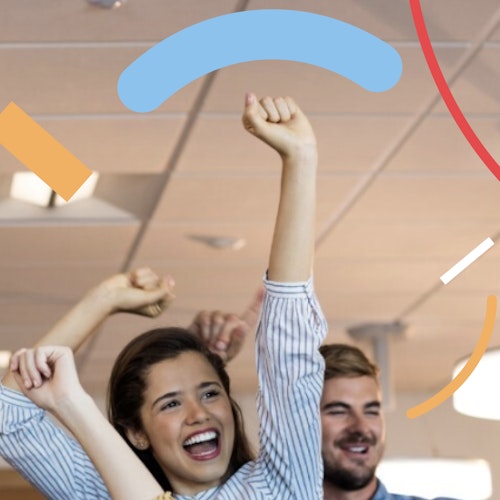 People celebrating in an office