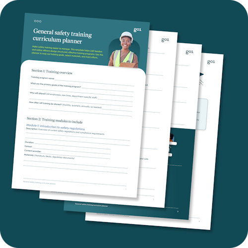 General safety training curriculum planner on a dark teal background