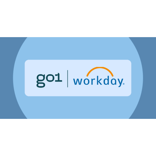 Go1 and Workday logos on a blue background
