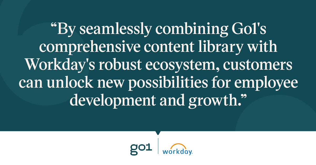 By seamlessly combining Go1's comprehensive content library with Workday's robust ecosystem, customers can unlock new possibilities for employee development and growth.