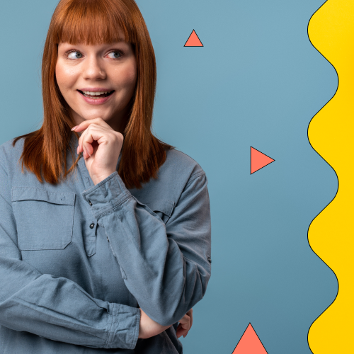 Redheaded woman standing next to a measuring tape, symbolising measuring ROI vs ROE