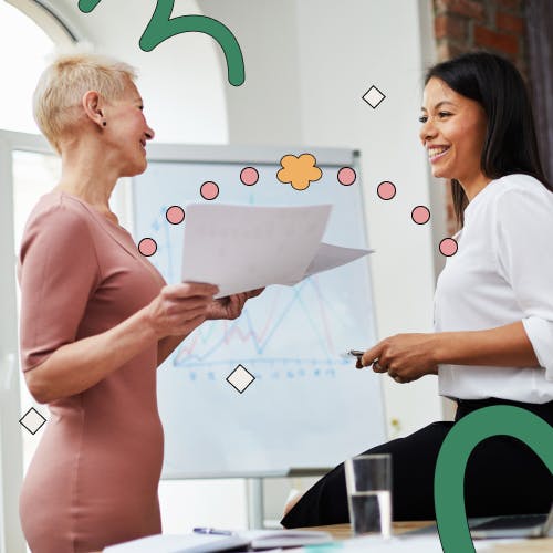 Two women talking in a one-on-one meeting