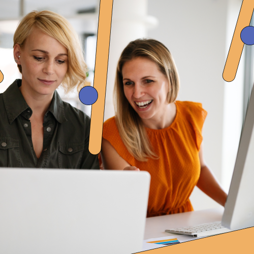 Two women looking at laptop