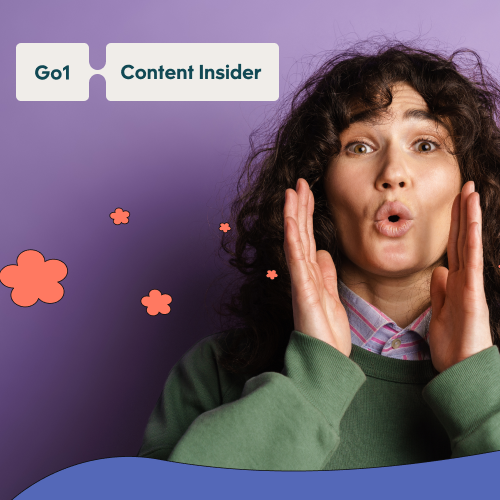 Woman looking excited with a purple background