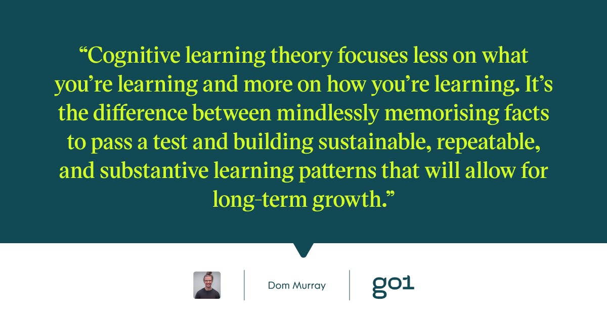 Pull quote on cognitive learning theory