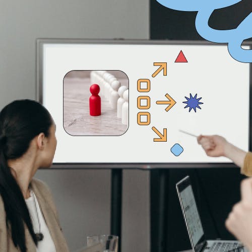 Team members working on collaborative screen