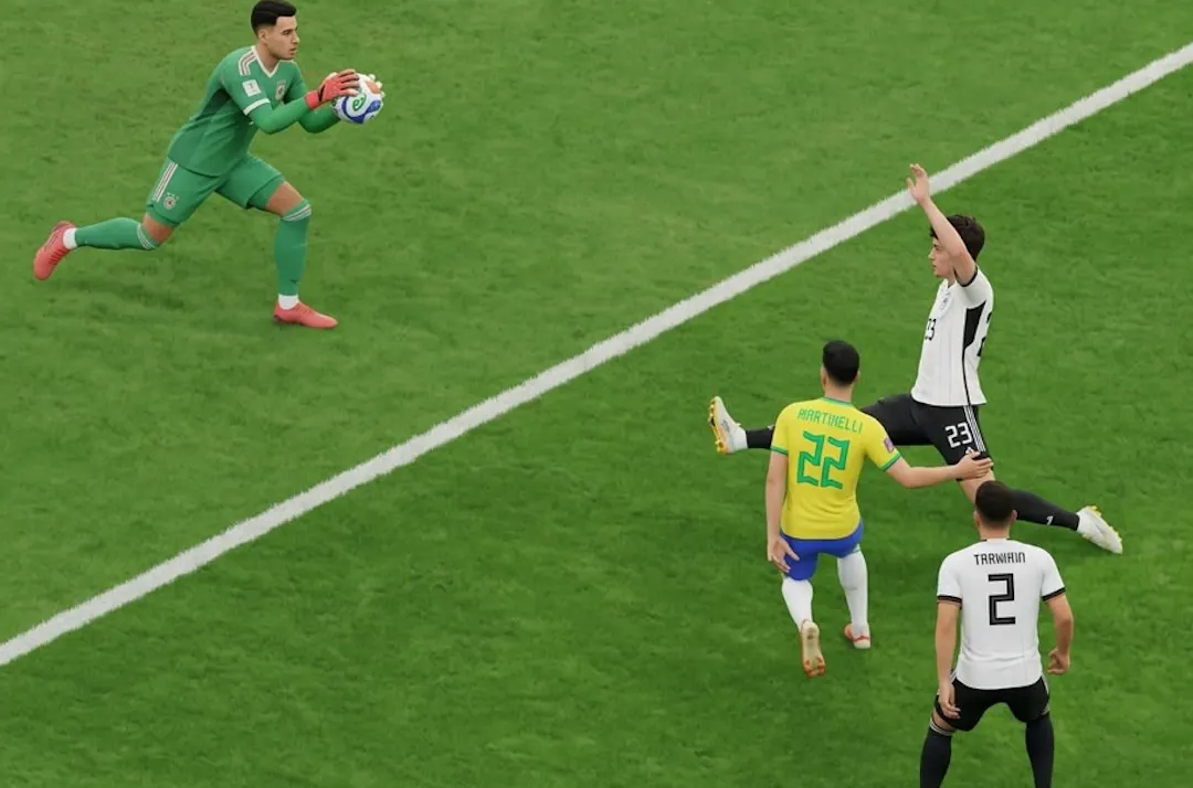 Gabriel Martinelli of Brazil fires a shot into the corner of the goal to score against Japan during their 2026 FIFA World Cup Round of 32 match.