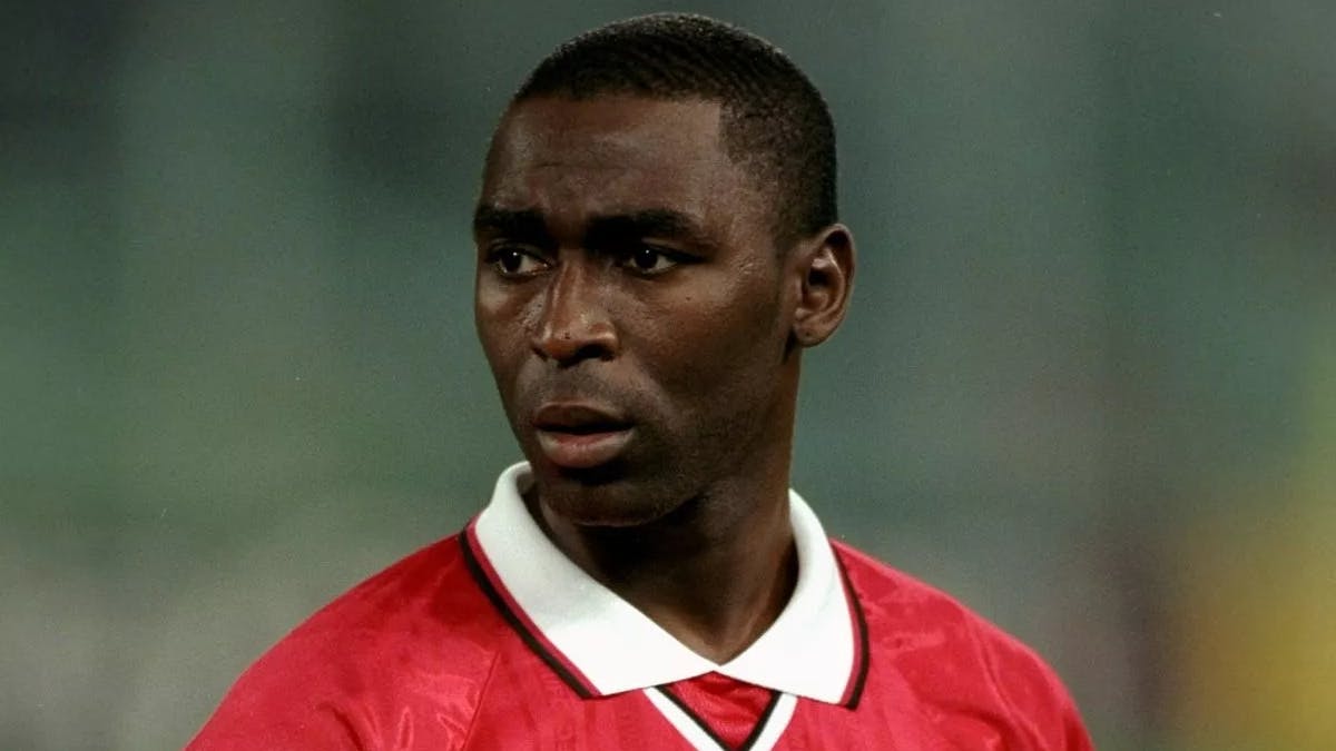 Andy Cole in a Manchester United home jersey