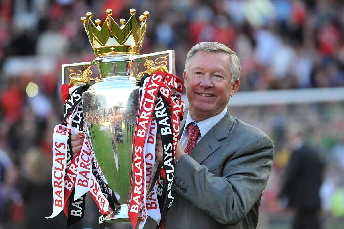 Sir Alex with a premier league trophy